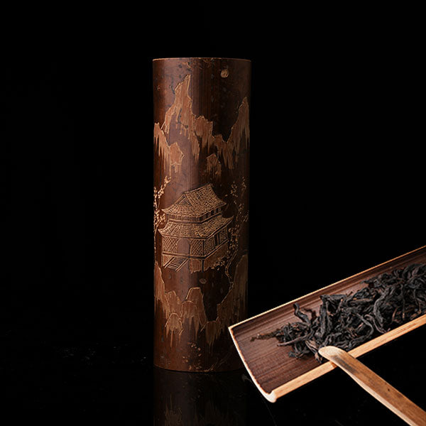 This is a bamboo house tea measure carved from bamboo.