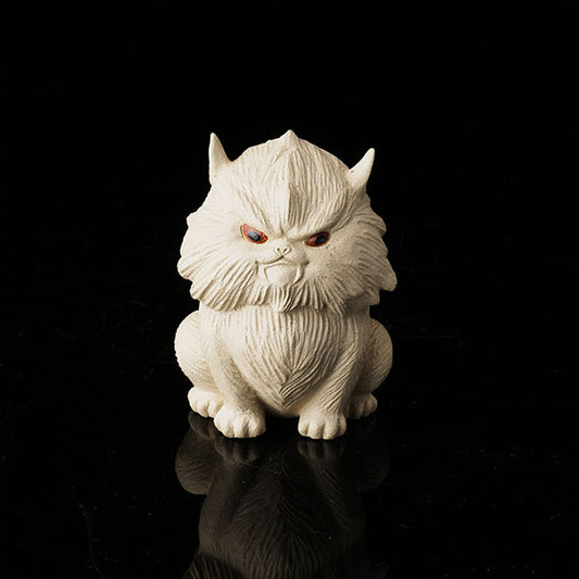 Cat at Night Tea Pet - Hand - crafted ceramic figurine resembling a cat, with a textured, fluffy appearance. Its eyes have a striking red hue, giving it an alluring "night - like" look. Ideal as a tea pet, this piece adds an artistic and mysterious touch to tea - related settings. Perfect for collectors of unique tea accessories, highlighting fine craftsmanship and an intriguing nocturnal theme.