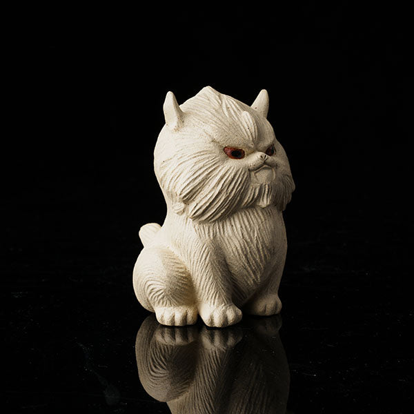 Cat at Night Tea Pet - Hand - crafted ceramic figurine resembling a cat, with a textured, fluffy appearance. Its eyes have a striking red hue, giving it an alluring "night - like" look. Ideal as a tea pet, this piece adds an artistic and mysterious touch to tea - related settings. Perfect for collectors of unique tea accessories, highlighting fine craftsmanship and an intriguing nocturnal theme.