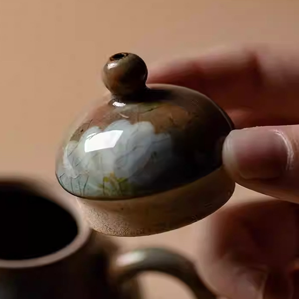 Ceramic - Menthol Glaze - Daisies - Siting Pot - 100ml Chaliland