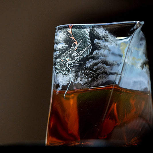 Chinese Style Loong&sea of Clouds Glass Fairness Cup Chaliland