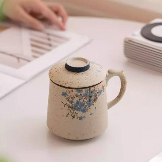 Porcelain-Creative Firestone Red Window Pattern Tea Infuser Cup 400ml Chaliland