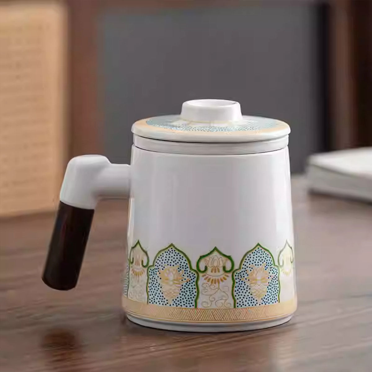 Porcelain-Gilded Embossed Wooden-Handle Tea Infuser 400ml – Chaliland