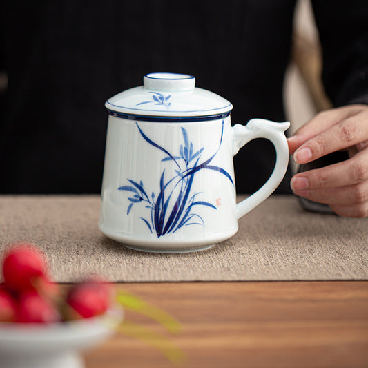 Porcelain-Hand-Painted Bamboo and Scenic Landscape Tea Infuser 500ml Chaliland