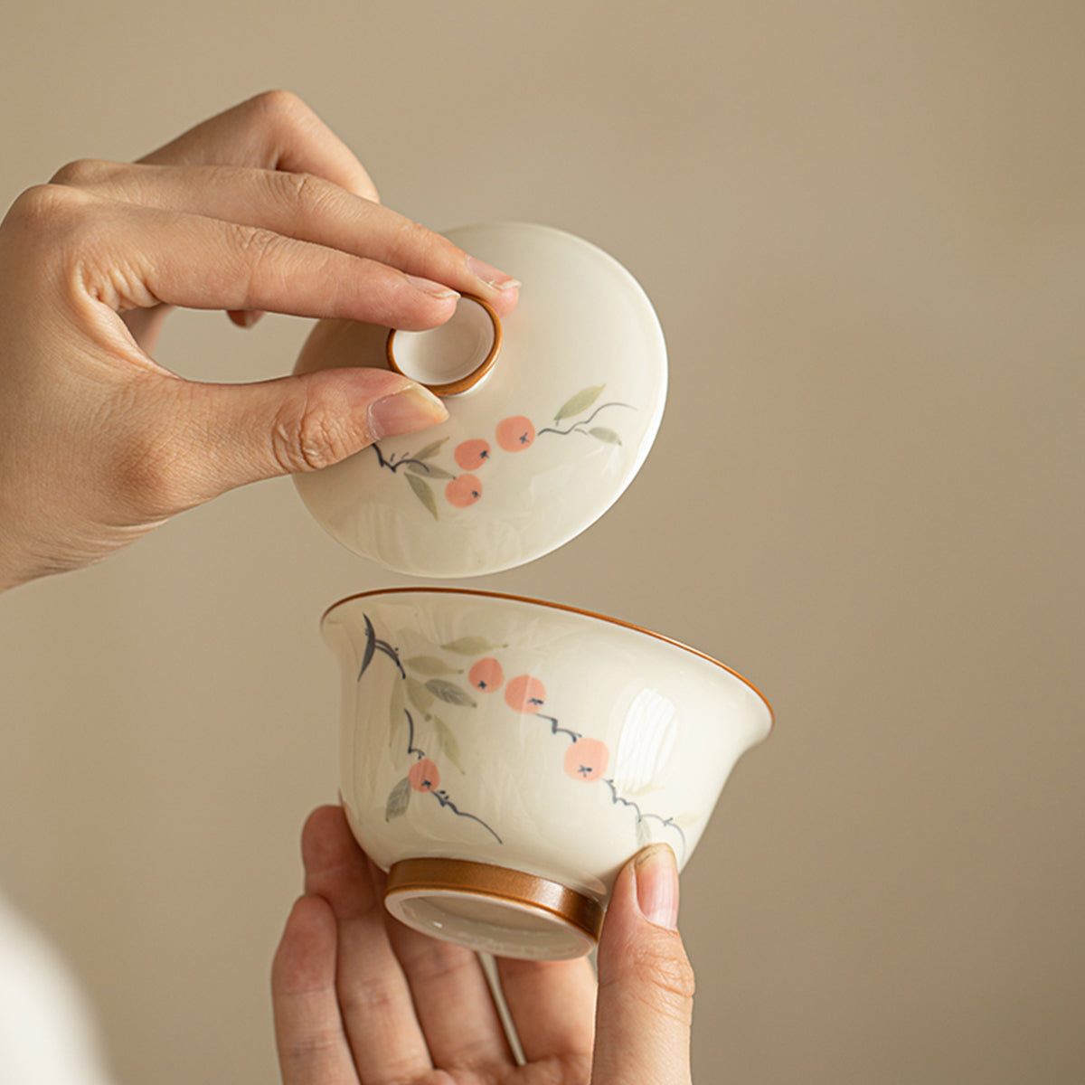 Hand-painted Persimmons With Auspicious Meanings Gaiwan 120ml Chaliland