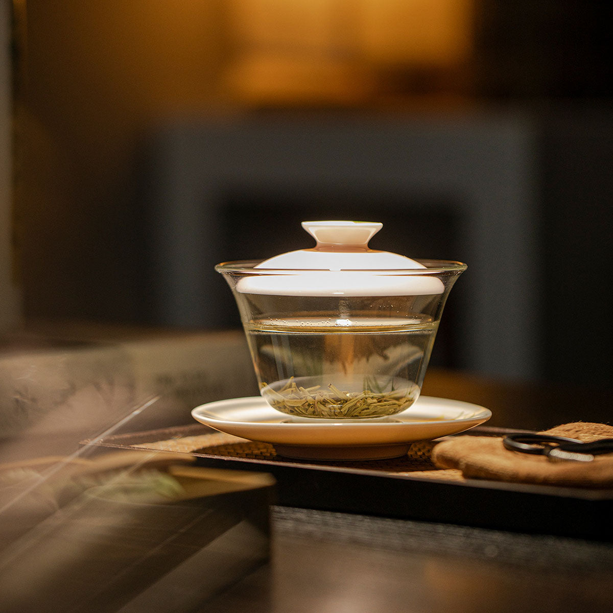 Hand-painted Pink Peach Blossom Glass Gaiwan 150ml Chaliland