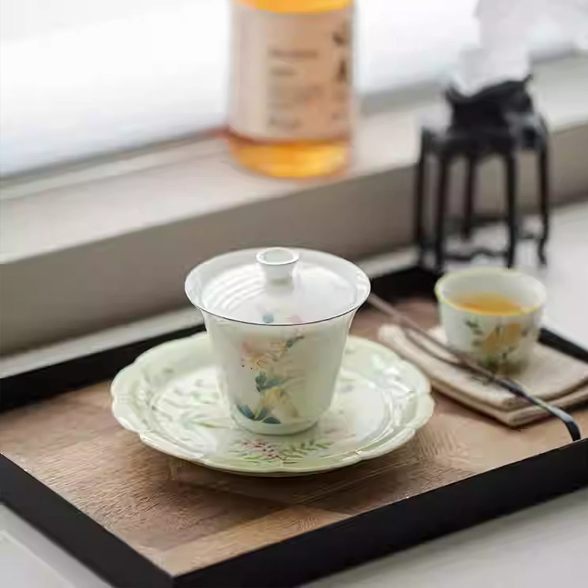 Jade Clay Gold Thread Peony Xiling Thin-walled Gaiwan 150ml Chaliland
