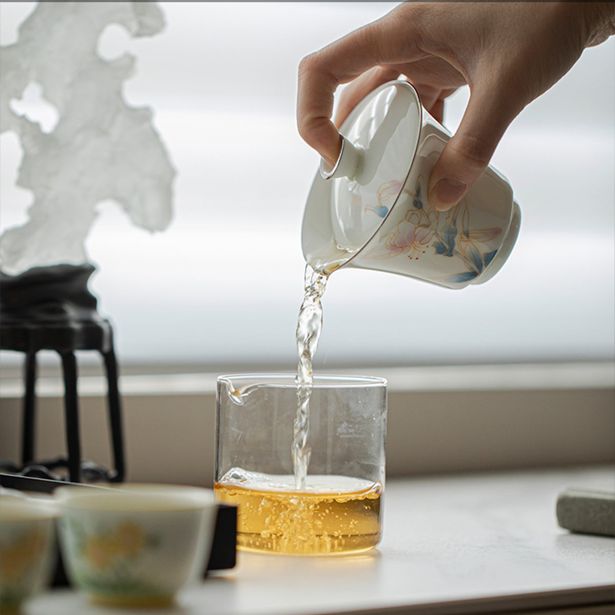 Jade Clay Gold Thread Peony Xiling Thin-walled Gaiwan 150ml Chaliland