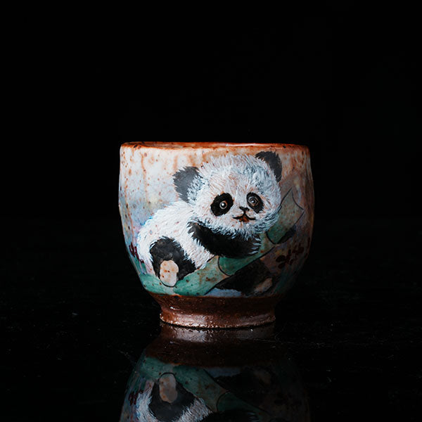 Shinoyaki-Jade Stick Panda Teacup Chaliland