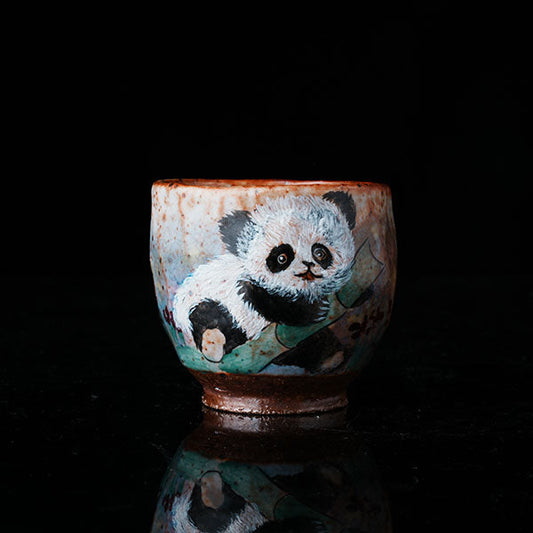Shinoyaki-Jade Stick Panda Teacup Chaliland