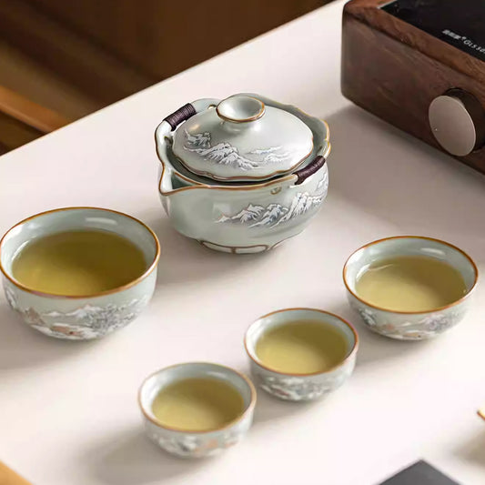 Ru Kiln - Snowscape Portable Tea Set 190ml Chaliland