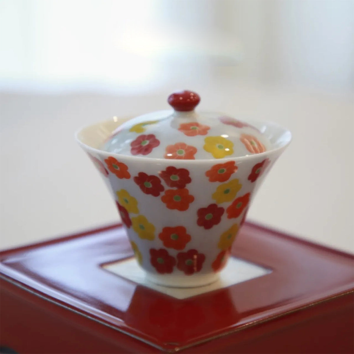 Sunshine Mountain Blue and Red Cherry Blossom Gaiwan Teacup Chaliland