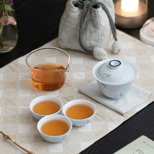 Underglaze painted hand-drawn colorful orchids Chaliland