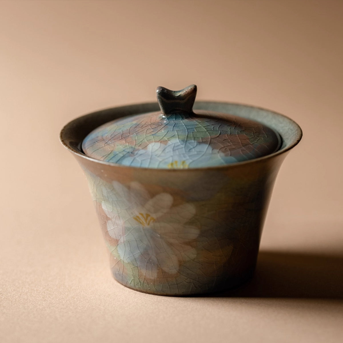 Vintage Clay Pottery Kiln-Changed Borneolite Glazed Gaiwan 100ml Chaliland