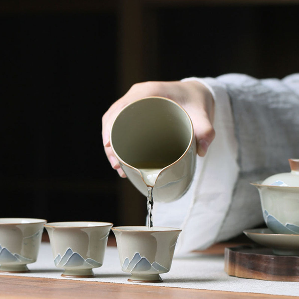 Wood Ash Hand-painted landscape teacup 40ml Chaliland