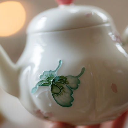 Ceramic - Peach Falling and Butterfly Dancing Tea Pot - 110ml Chaliland