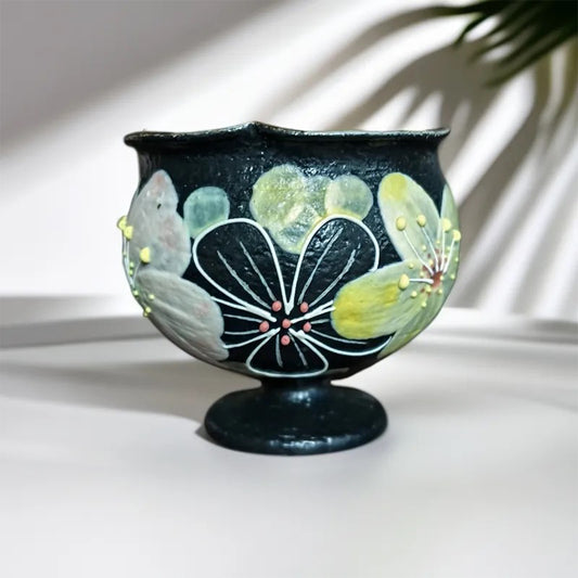 50ml hand-painted purple clay flower-shaped cup