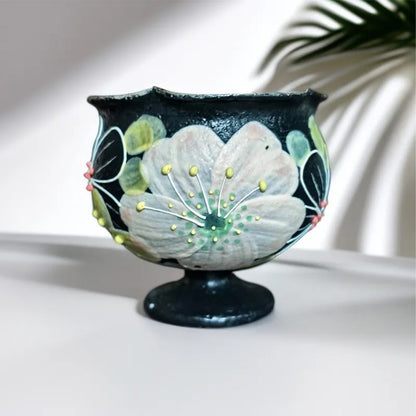 50ml hand-painted purple clay flower-shaped cup