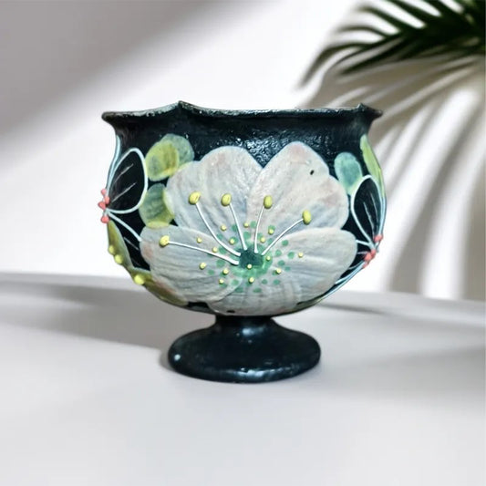 50ml hand-painted purple clay flower-shaped cup