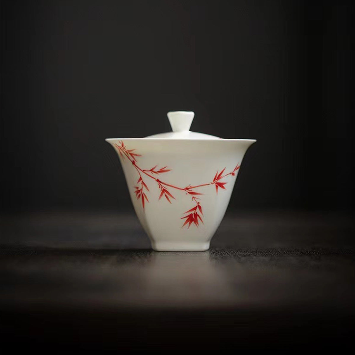 [Porcelain]Ancient Red Bamboo White Jade Clay Gaiwan 140ml Chaliland