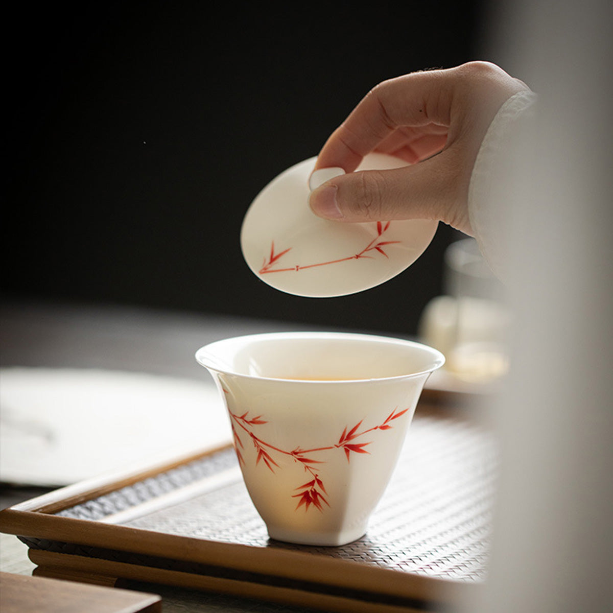 [Porcelain]Ancient Red Bamboo White Jade Clay Gaiwan 140ml Chaliland