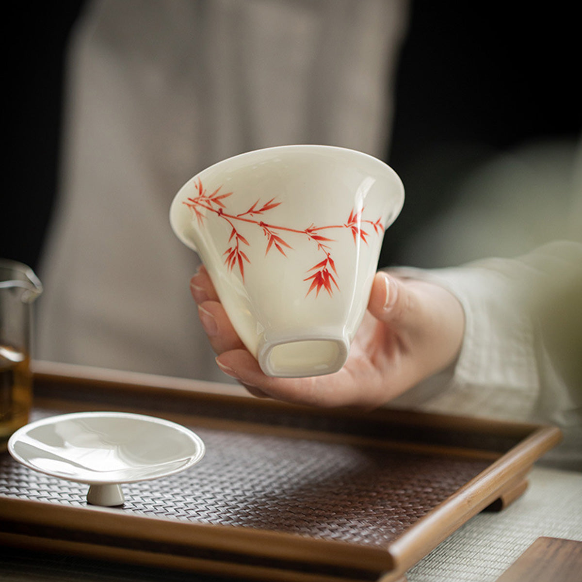[Porcelain]Ancient Red Bamboo White Jade Clay Gaiwan 140ml Chaliland