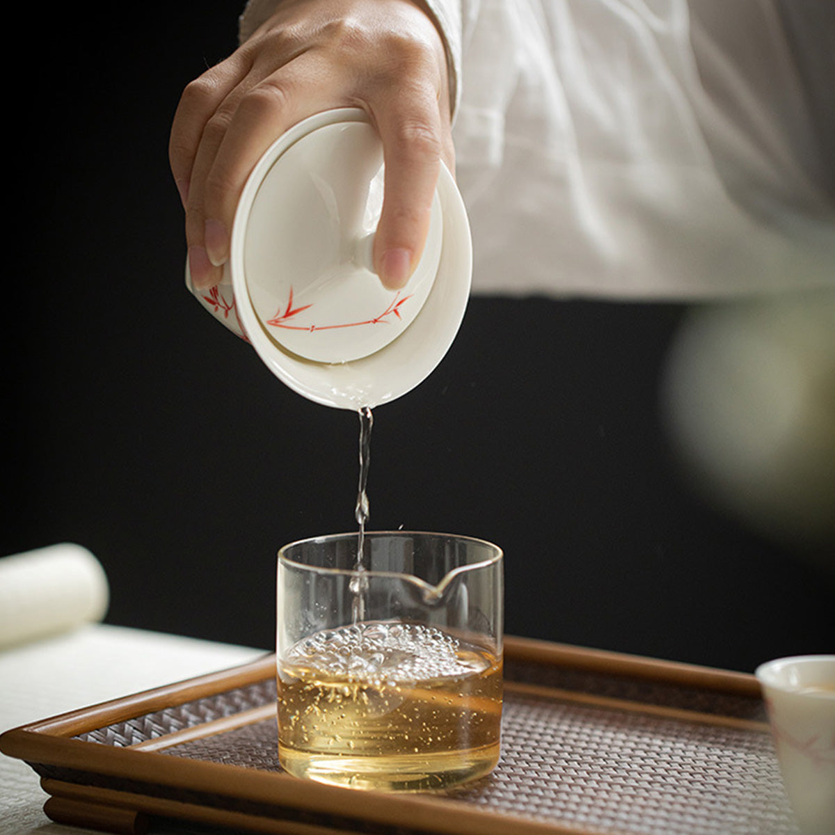 [Porcelain]Ancient Red Bamboo White Jade Clay Gaiwan 140ml Chaliland