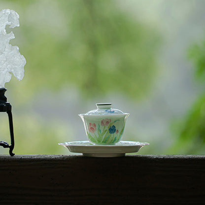 [Porcelain]Arita Ware Tulip Aotoki Gaiwan 100ml Chaliland