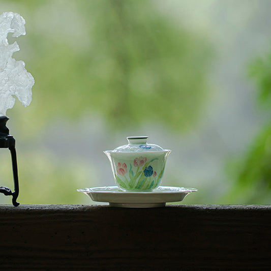 [Porcelain]Arita Ware Tulip Aotoki Gaiwan 100ml Chaliland