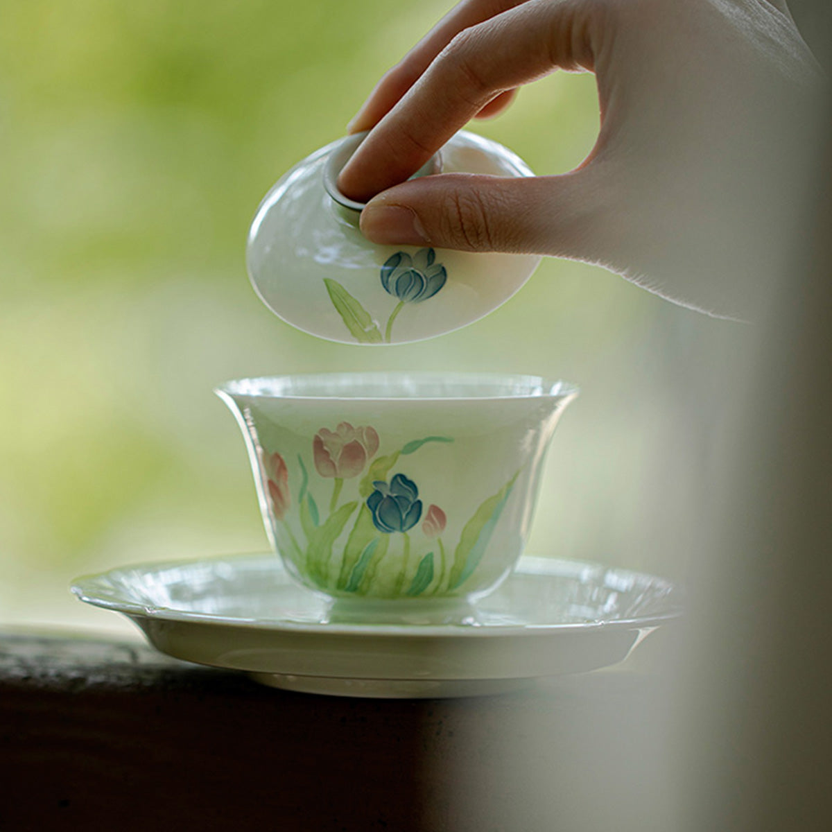 [Porcelain]Arita Ware Tulip Aotoki Gaiwan 100ml Chaliland