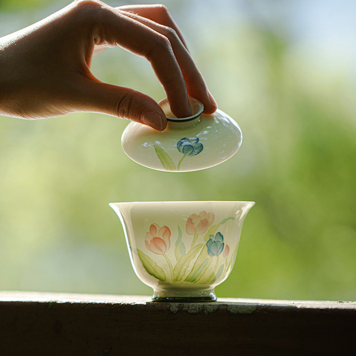 [Porcelain]Arita Ware Tulip Aotoki Gaiwan 100ml Chaliland