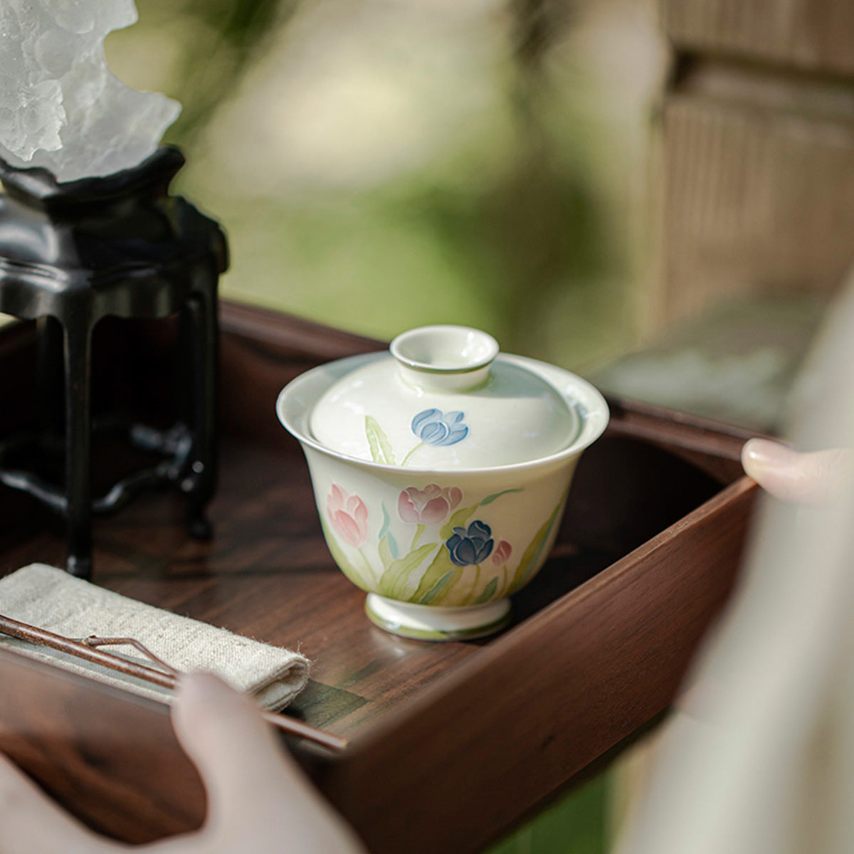 [Porcelain]Arita Ware Tulip Aotoki Gaiwan 100ml Chaliland