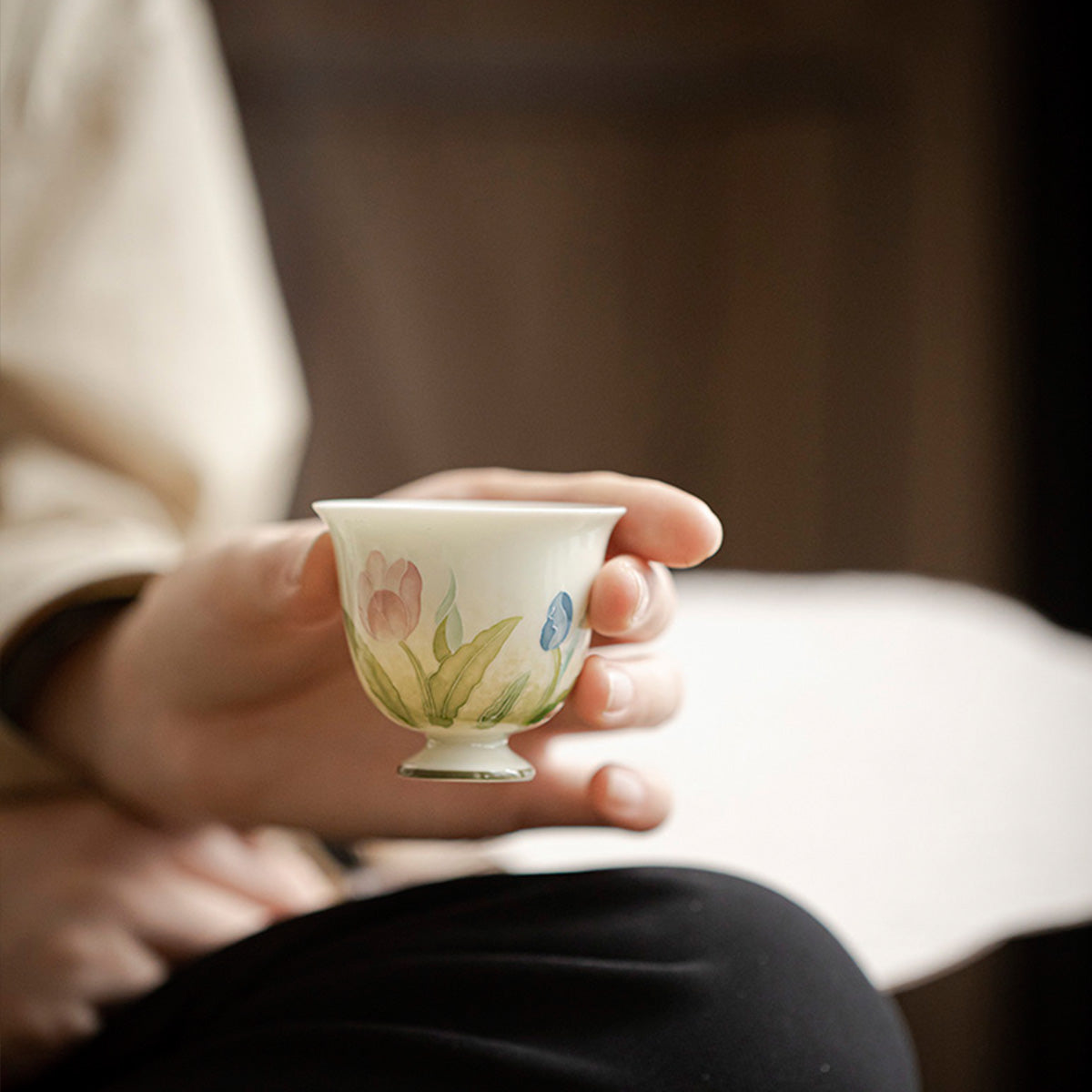[Porcelain]Arita Ware Tulip Qingru Teacup 55ml Chaliland