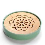 Bamboo Ceramic Mini Round Tea Tray Chaliland