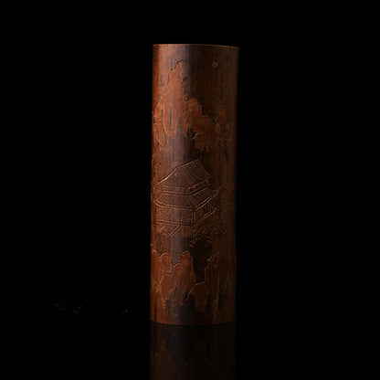 This is a bamboo house tea measure carved from bamboo.