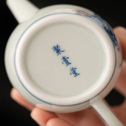 White porcelain - Bamboo green and blue glaze red tea pot - 140ml Chaliland