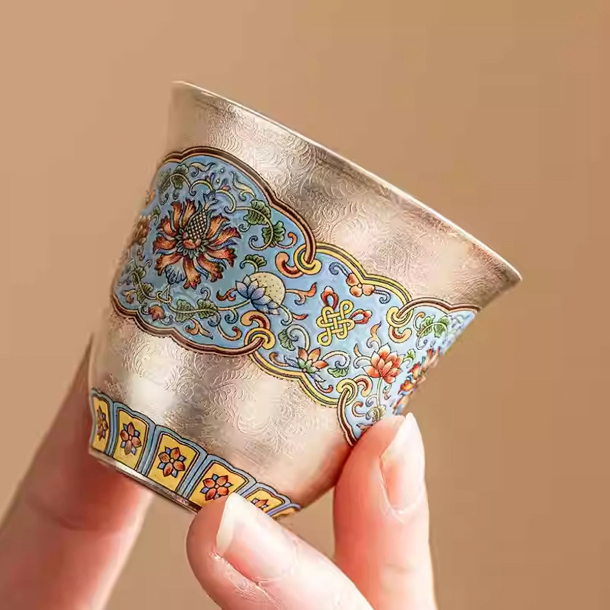 [Silver]Baoxianghua Enamel Silver-plated Gongfu Teacup 40ml Chaliland