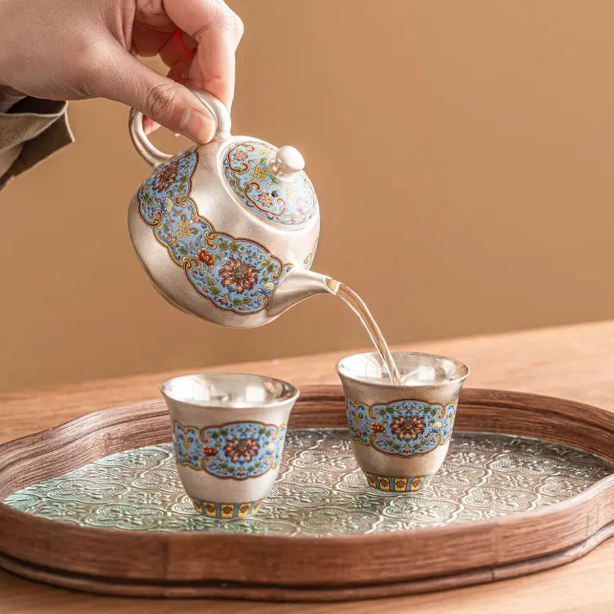 [Silver]Baoxianghua Enamel Silver-plated Gongfu Teacup 40ml Chaliland