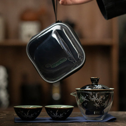 porcelain-Black Walnut Blossom Portable Tea Set Chaliland