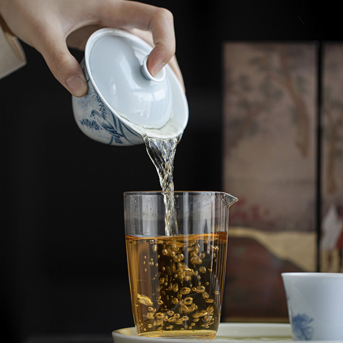 [Porcelain]Blue Mountain Singing Birds and Dancing Swallows Knowing the Hidden Gaiwan 120ml Chaliland