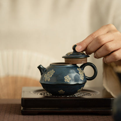 Porcelain-Blue Glaze Ice Plum Teapot (White Slip Finish) 150ml Chaliland