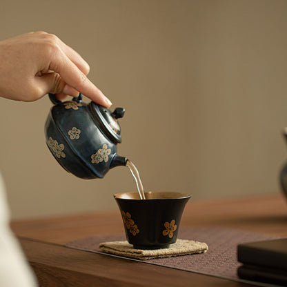Porcelain-Blue Glaze Ice Plum Teapot (White Slip Finish) 150ml Chaliland