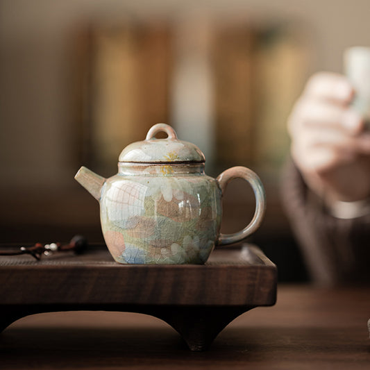 [Porcelain]Borneol Glaze Hand-painted Daisy Teapot 130ml Chaliland