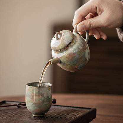 [Porcelain]Borneol Glaze Hand-painted Daisy Teapot 130ml Chaliland