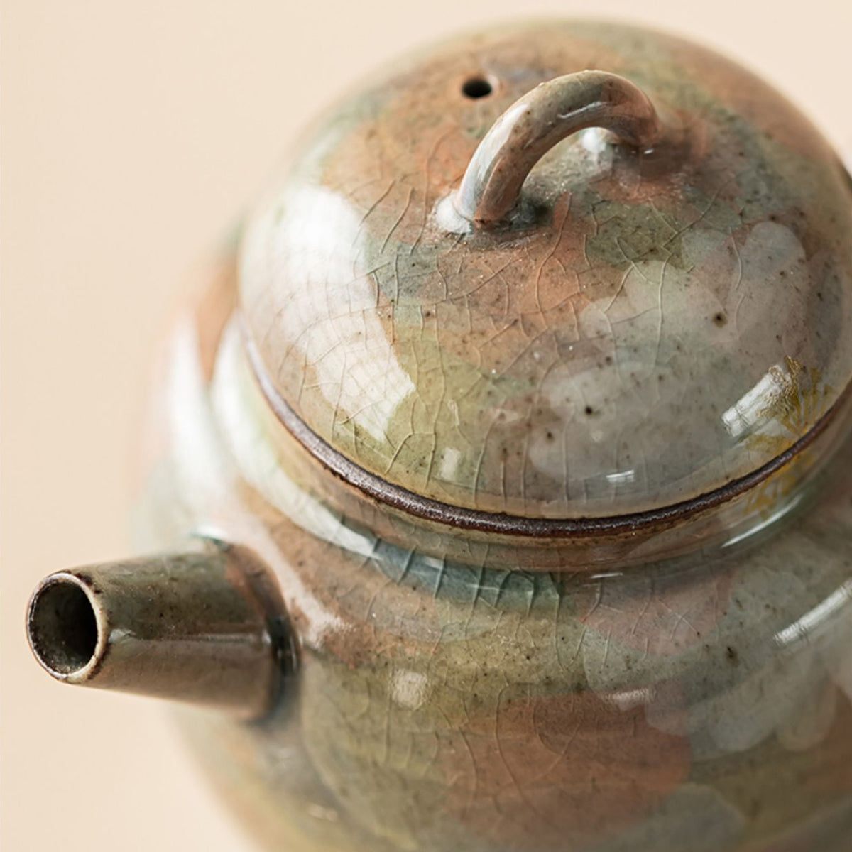 [Porcelain]Borneol Glaze Hand-painted Daisy Teapot 130ml Chaliland