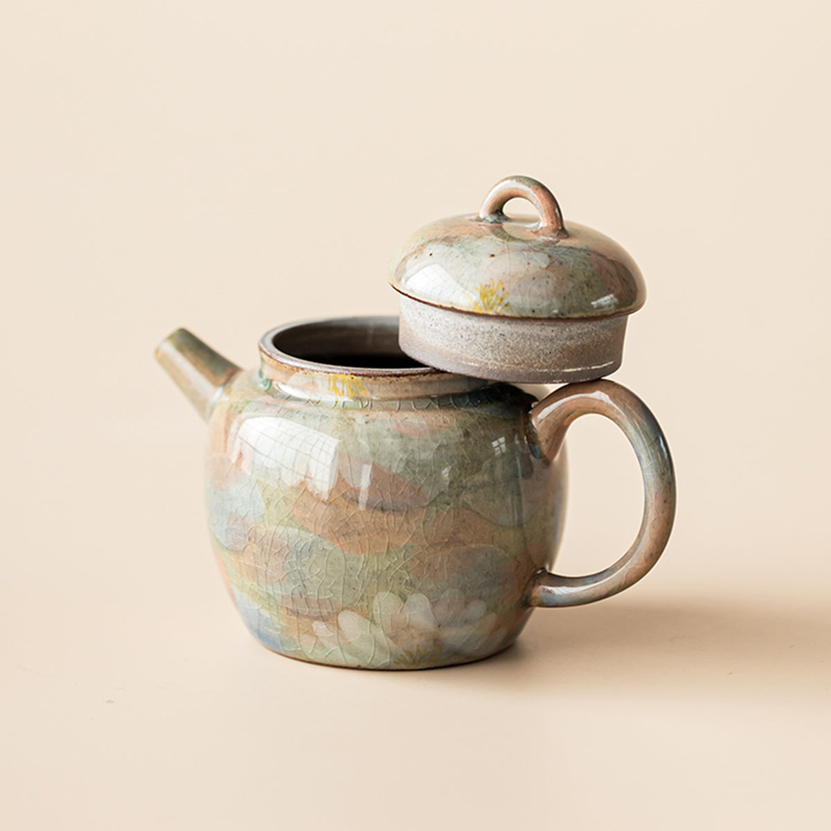 [Porcelain]Borneol Glaze Hand-painted Daisy Teapot 130ml Chaliland