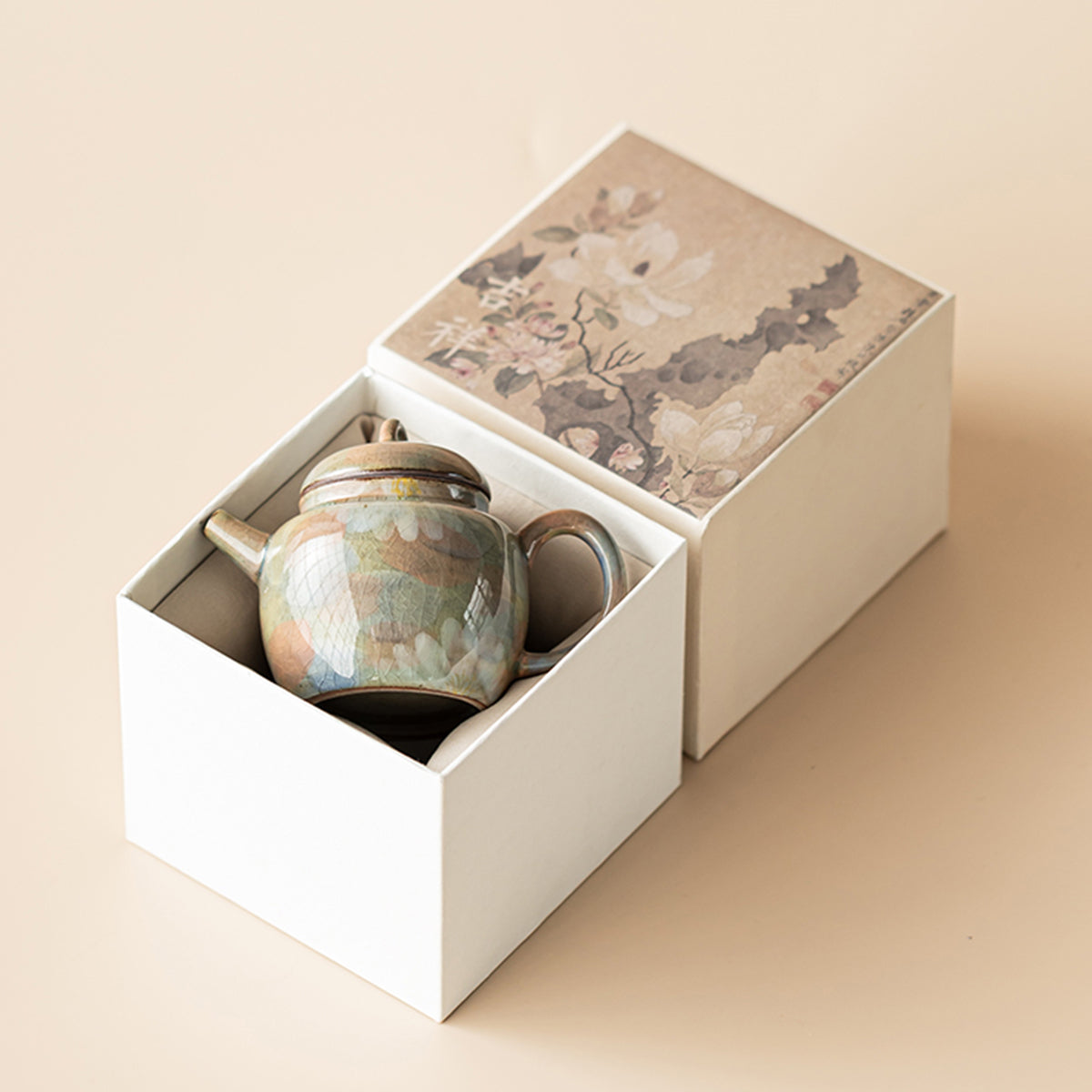 [Porcelain]Borneol Glaze Hand-painted Daisy Teapot 130ml Chaliland