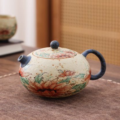 Ceramic - Caramel Glazed Red Hibiscus Pot - 200ML Chaliland