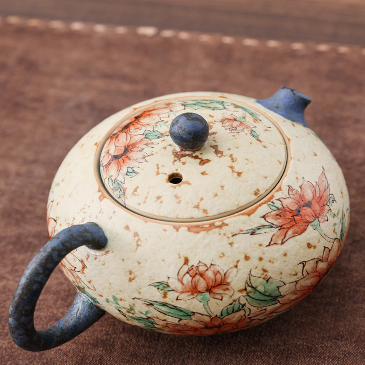 Ceramic - Caramel Glazed Red Hibiscus Pot - 200ML Chaliland