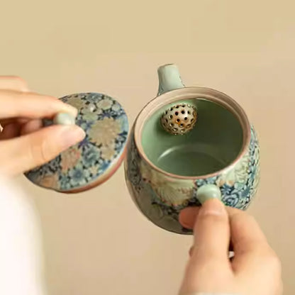 Ceramic - Flowered Covering Pear Pot - 160ml Chaliland